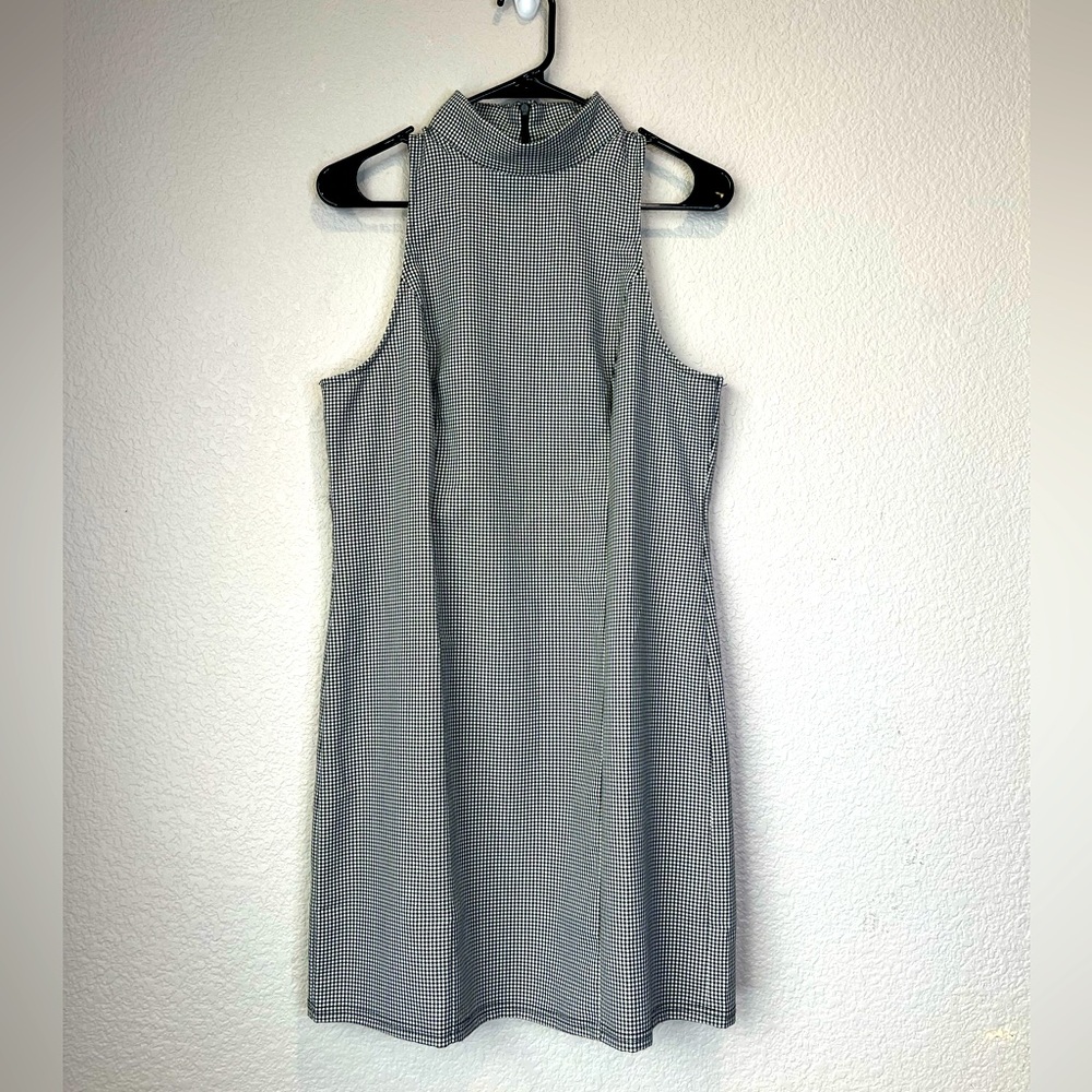 UO Black White Gingham Plaid Sleeveless Dress, L